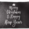Coussins D' Extérieur - Jardin - Citation De Noël Joyeux Noël Et Happy Année Avec Un Fond Noir - 50x30 Cm