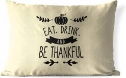 Coussins D'extérieur - Jardin - Citation Manger, Boire Et être Reconnaissant Décoration Murale Noël Jaune Pastel - 50x30 Cm