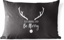 Coussins D'extérieur - Jardin - Citation Mangez, Buvez Et Soyez Joyeux Noël Décoration Murale Noir - 50x30 Cm