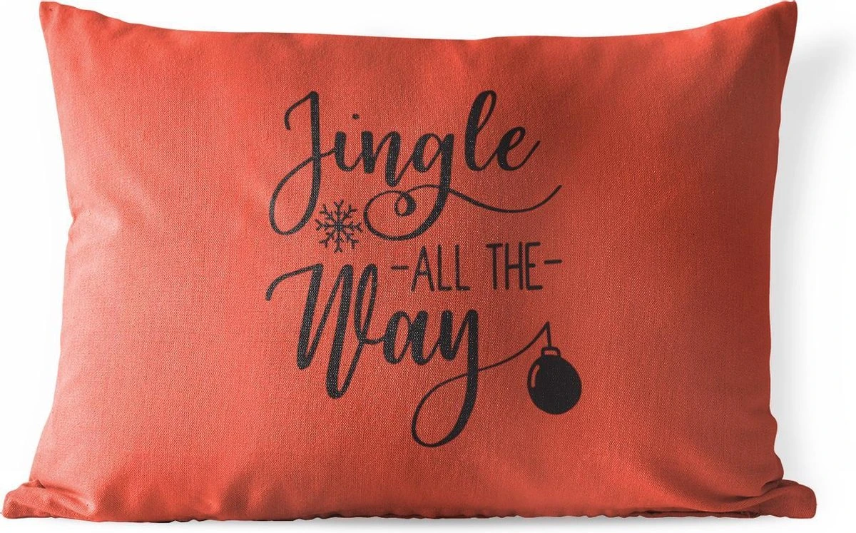 Coussins D'extérieur - Jardin - Citation De Noël Jingle Tout Le Chemin Avec Un Fond Rouge - 50x30 Cm 3 Coussins D'extérieur - Jardin - Citation De Noël Jingle Tout Le Chemin Avec Un Fond Rouge - 50x30 Cm