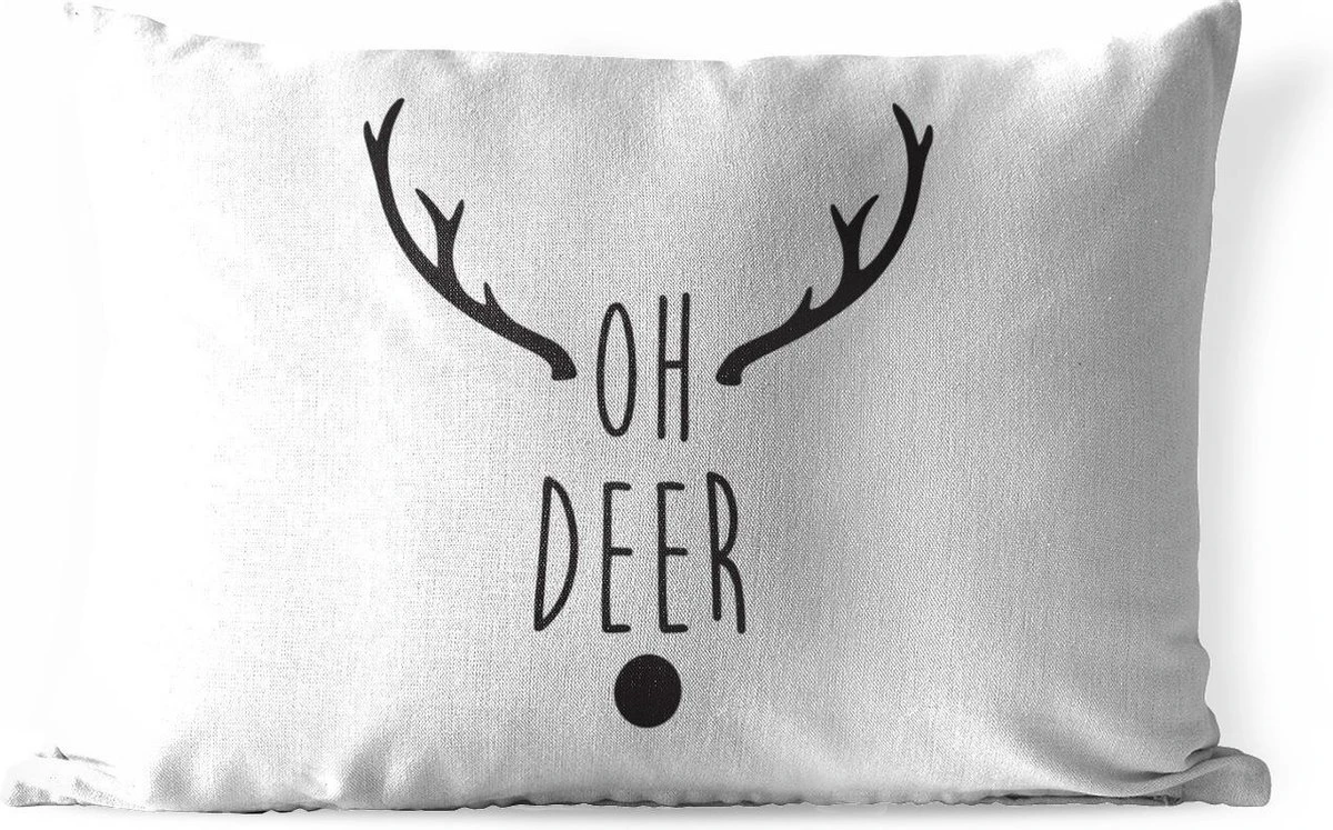 Coussins D'extérieur - Jardin - Citation De Noël Oh Cerf Sur Fond Blanc - 60x40 Cm 3 Coussins D'extérieur - Jardin - Citation De Noël Oh Cerf Sur Fond Blanc - 60x40 Cm
