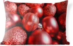 Coussins D'extérieur - Jardin - Boules De Noël Rouges Avec Différentes Textures - 50x30 Cm