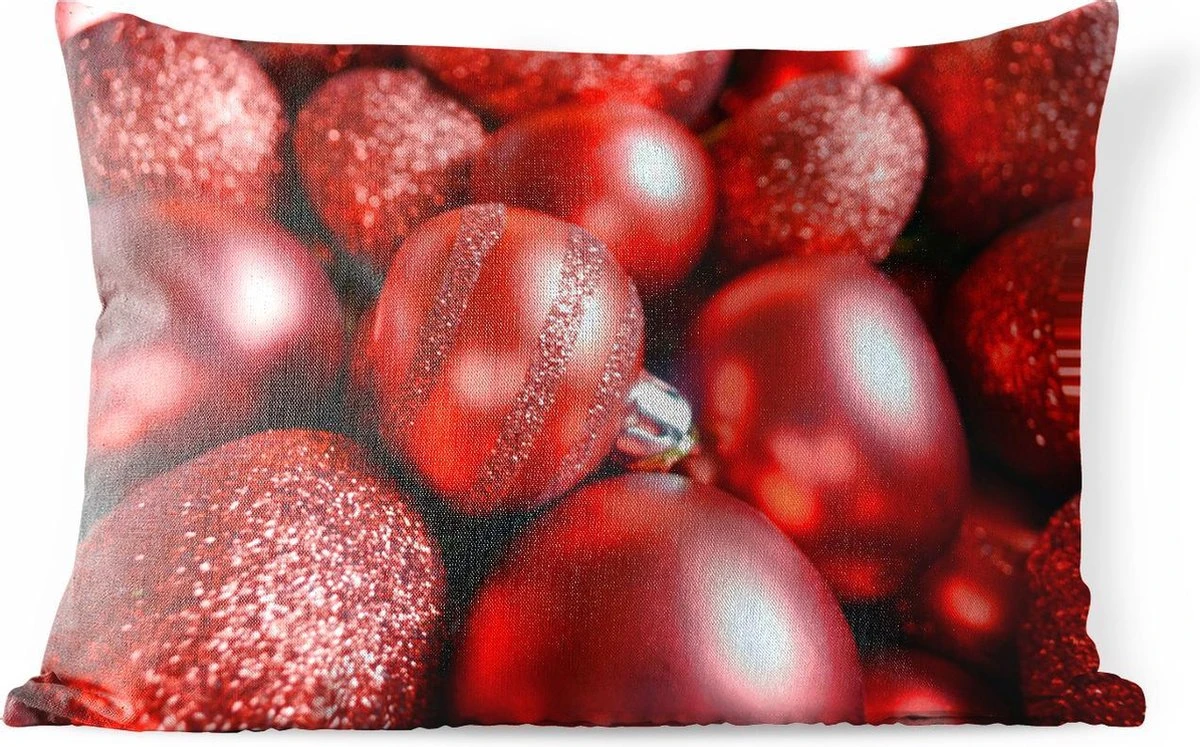 Coussins D'extérieur - Jardin - Boules De Noël Rouges Avec Différentes Textures - 50x30 Cm 3 Coussins D'extérieur - Jardin - Boules De Noël Rouges Avec Différentes Textures - 50x30 Cm