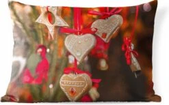 Coussins D'extérieur - Jardin - La Décoration Des Coeurs Suspendus Sur Le Marché De Trente à Noël - 50x30 Cm