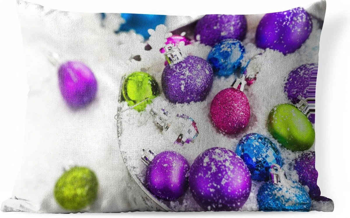 Coussins D'extérieur - Jardin - Boules De Noël Dans Un Seau Enneigé - 50x30 Cm 3 Coussins D'extérieur - Jardin - Boules De Noël Dans Un Seau Enneigé - 50x30 Cm