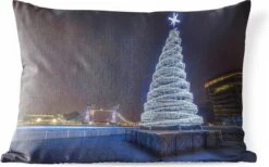Coussins D'extérieur - Jardin - Un Sapin De Noël Illuminé Au Tower Bridge En Angleterre - 60x40 Cm