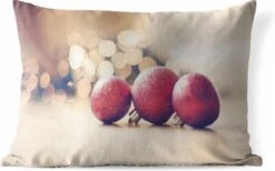 Coussins D'extérieur - Jardin - Trois Boules De Noël Rouges Et Lumières De Noël - 50x30 Cm