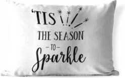 Coussins D'extérieur - Jardin - Citation De Noël C'est La Saison De Scintiller Sur Fond Blanc - 50x30 Cm