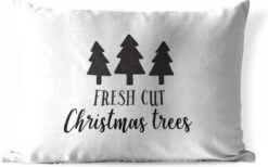 Coussins D'extérieur - Jardin - Citation De Noël Fraîchement Coupés Sur Fond Blanc - 60x40 Cm