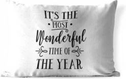 Coussins D'extérieur - Jardin - Citation De Noël C'est La Plus Belle Période De L'année Sur Fond Blanc - 60x40 Cm