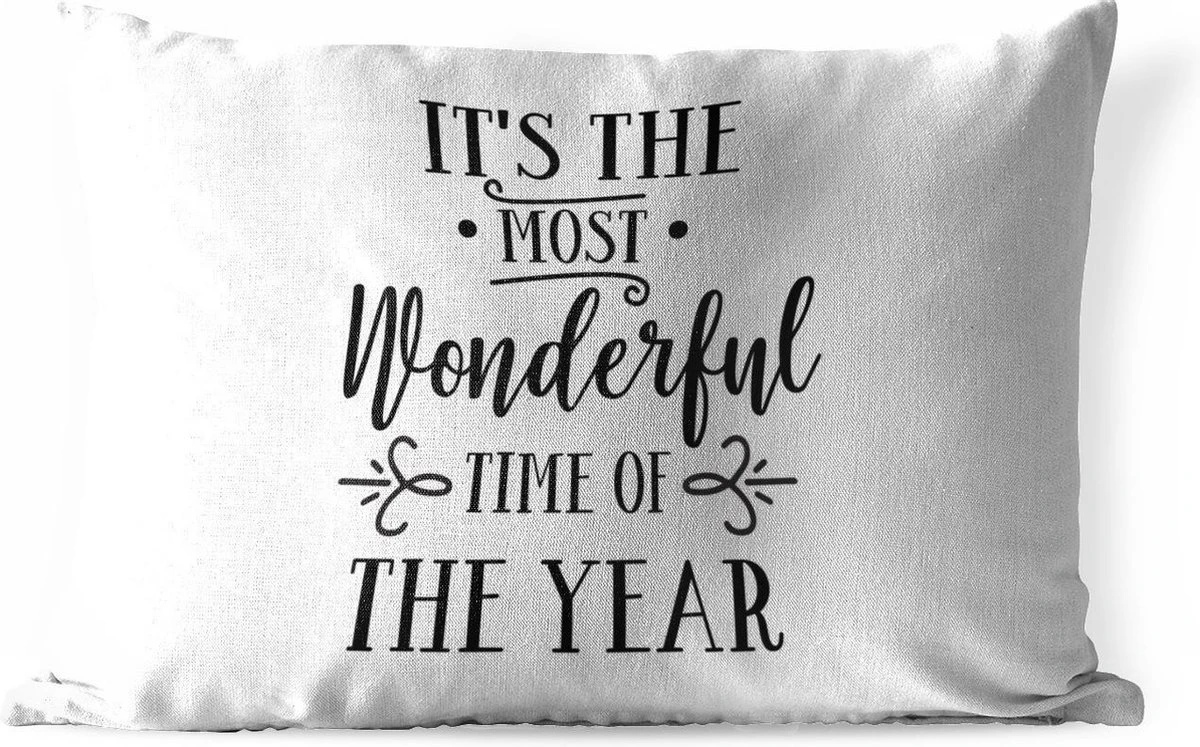 Coussins D'extérieur - Jardin - Citation De Noël C'est La Plus Belle Période De L'année Sur Fond Blanc - 60x40 Cm 3 Coussins D'extérieur - Jardin - Citation De Noël C'est La Plus Belle Période De L'année Sur Fond Blanc - 60x40 Cm