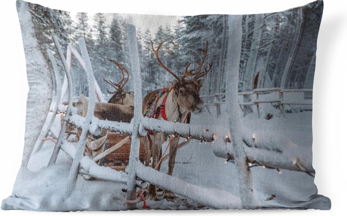 Coussins D'extérieur - Jardin - Un Renne Dans Le Village Du Père Noël En Finlande - 60x40 Cm 3 Coussins D'extérieur - Jardin - Un Renne Dans Le Village Du Père Noël En Finlande - 60x40 Cm