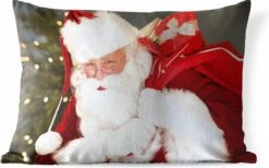 Coussins D'extérieur - Jardin - Un Portrait Du Père Noël Portant Un Sac Rouge Sur Son épaule - 50x30 Cm