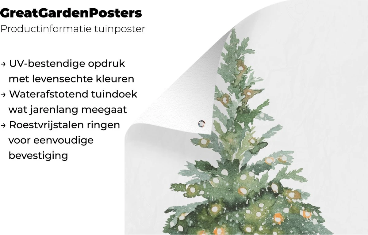 Affiche De Jardin - Illustration Aquarelle D'un Sapin De Noël Avec Des Lumières - 90x120 Cm 8 Affiche De Jardin - Illustration Aquarelle D'un Sapin De Noël Avec Des Lumières - 90x120 Cm – Image 6