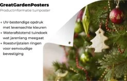 Un Gros Plan D'un Poster De Jardin Décoré De Sapin De Noël 40x30 Cm - Petit - Toile De Jardin / Toile D'extérieur / Peintures D'extérieur (décoration De Jardin) -Jingle Bells Boutique 1200x772