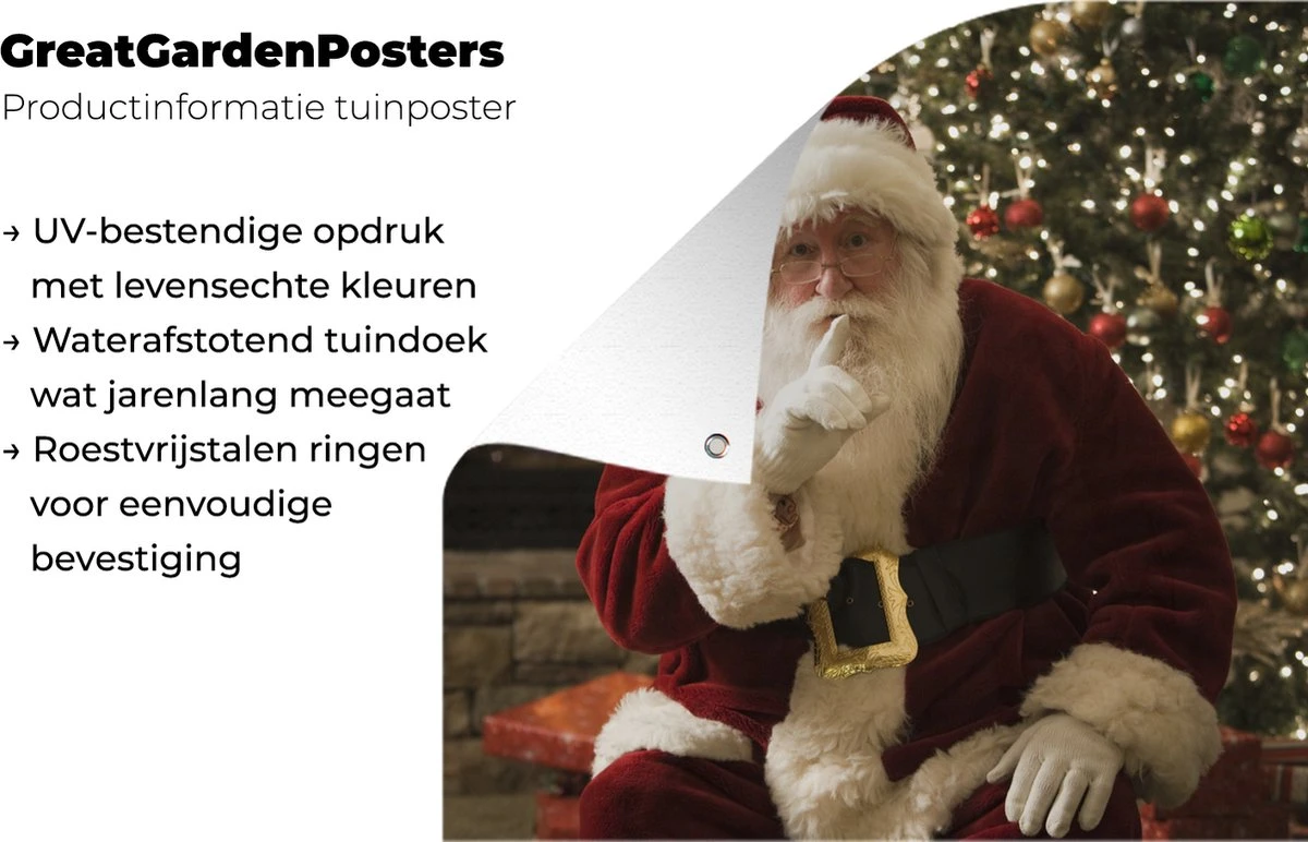 Père Noël Avec Un Sapin De Noël Coloré En Arrière-plan Affiche De Jardin 100x100 Cm - Toile De Jardin / Toile D'extérieur / Peintures Pour L'extérieur (décoration De Jardin) 7 Père Noël Avec Un Sapin De Noël Coloré En Arrière-plan Affiche De Jardin 100x100 Cm - Toile De Jardin / Toile D'extérieur / Peintures Pour L'extérieur (décoration De Jardin) – Image 5