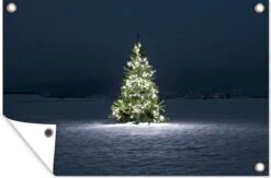 Affiche De Jardin Sapin De Noël Lumineux Sur Sol Enneigé 180x120 Cm - Toile De Jardin / Toile D'extérieur / Peintures D'extérieur (décoration De Jardin) XXL / Grand Format! -Jingle Bells Boutique 1200x793 1