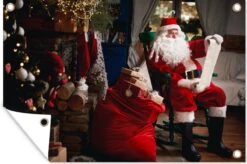 Père Noël Assis Sur Une Chaise Avec Un Sac Plein De Cadeaux Affiche De Jardin 120x80 Cm - Toile De Jardin / Toile D'extérieur / Peintures Pour L'extérieur (décoration De Jardin) -Jingle Bells Boutique 1200x795 11