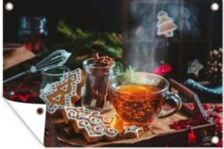 Plateau En Bois Avec Thé Et Biscuits De Noël Affiche De Jardin Toile En Vrac 90x60 Cm - Toile De Jardin / Toile D'extérieur / Peintures Pour L'extérieur (décoration De Jardin) -Jingle Bells Boutique 1200x795 12