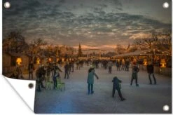 Posters De Jardin Devant Le Marché De Noël D' Amsterdam La Nuit - 90x60 Cm -Jingle Bells Boutique 1200x795
