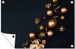 Décorations De Noël Dorées Sur Fond Noir Affiche De Jardin Toile En Vrac 180x120 Cm - Toile De Jardin / Toile D'extérieur / Peintures D'extérieur (décoration De Jardin) XXL / Groot Format! -Jingle Bells Boutique 1200x795 5