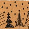 Paillasson - Paillasson - Tapis De Noël - 60cm X 40cm X 1.5cm (LxlxH) - Marron Avec Des Sapins De Noël Et Des étoiles -Jingle Bells Boutique 1200x798