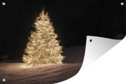 Affiche De Jardin Sapin De Noël Illuminé La Nuit 120x80 Cm - Toile De Jardin / Toile D'extérieur / Peintures D'extérieur (décoration De Jardin)