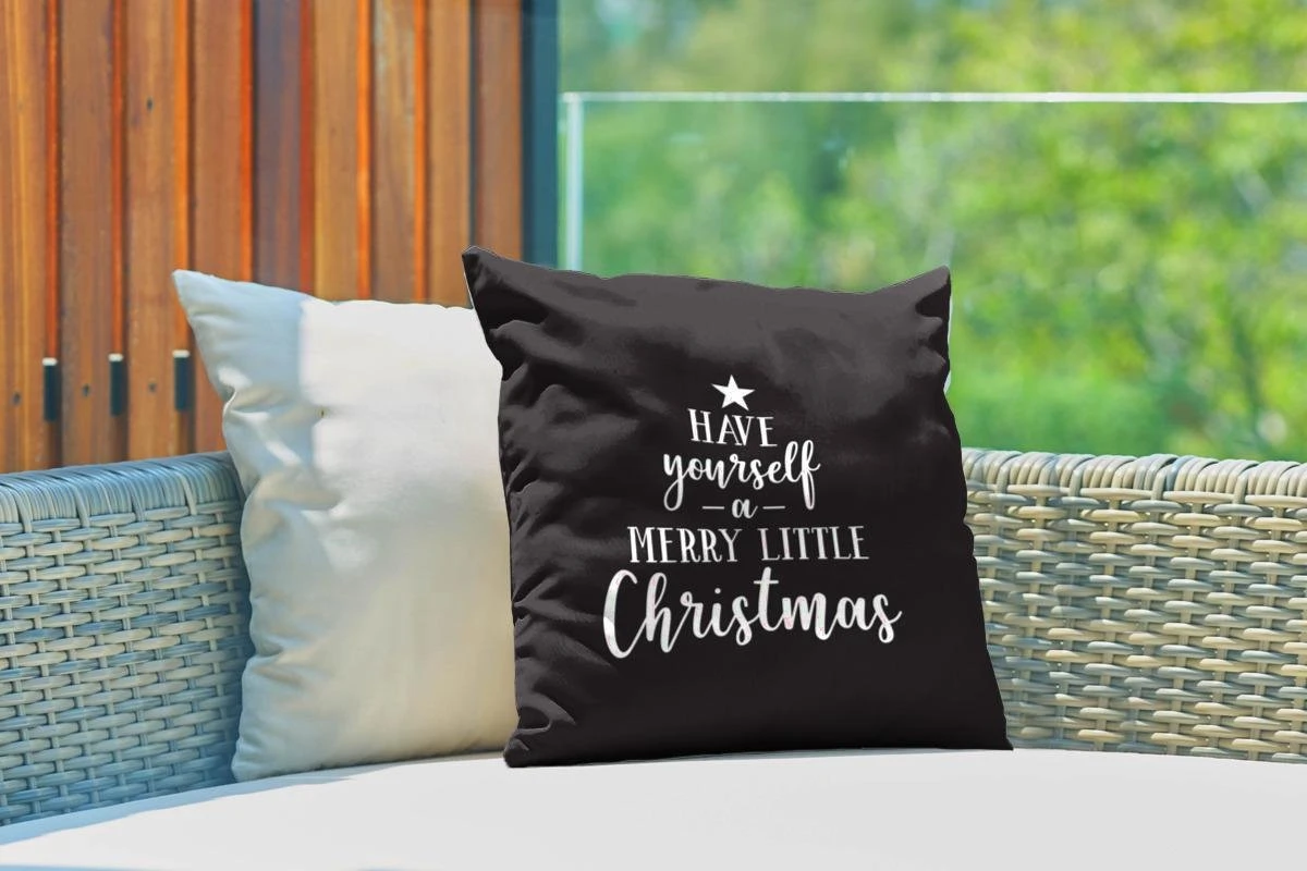 Coussins D'extérieur - Jardin - Citation Noël Passez Un Joyeux Petit Noël Sur Fond Noir - 40x40 Cm 5 Coussins D'extérieur - Jardin - Citation Noël Passez Un Joyeux Petit Noël Sur Fond Noir - 40x40 Cm – Image 3