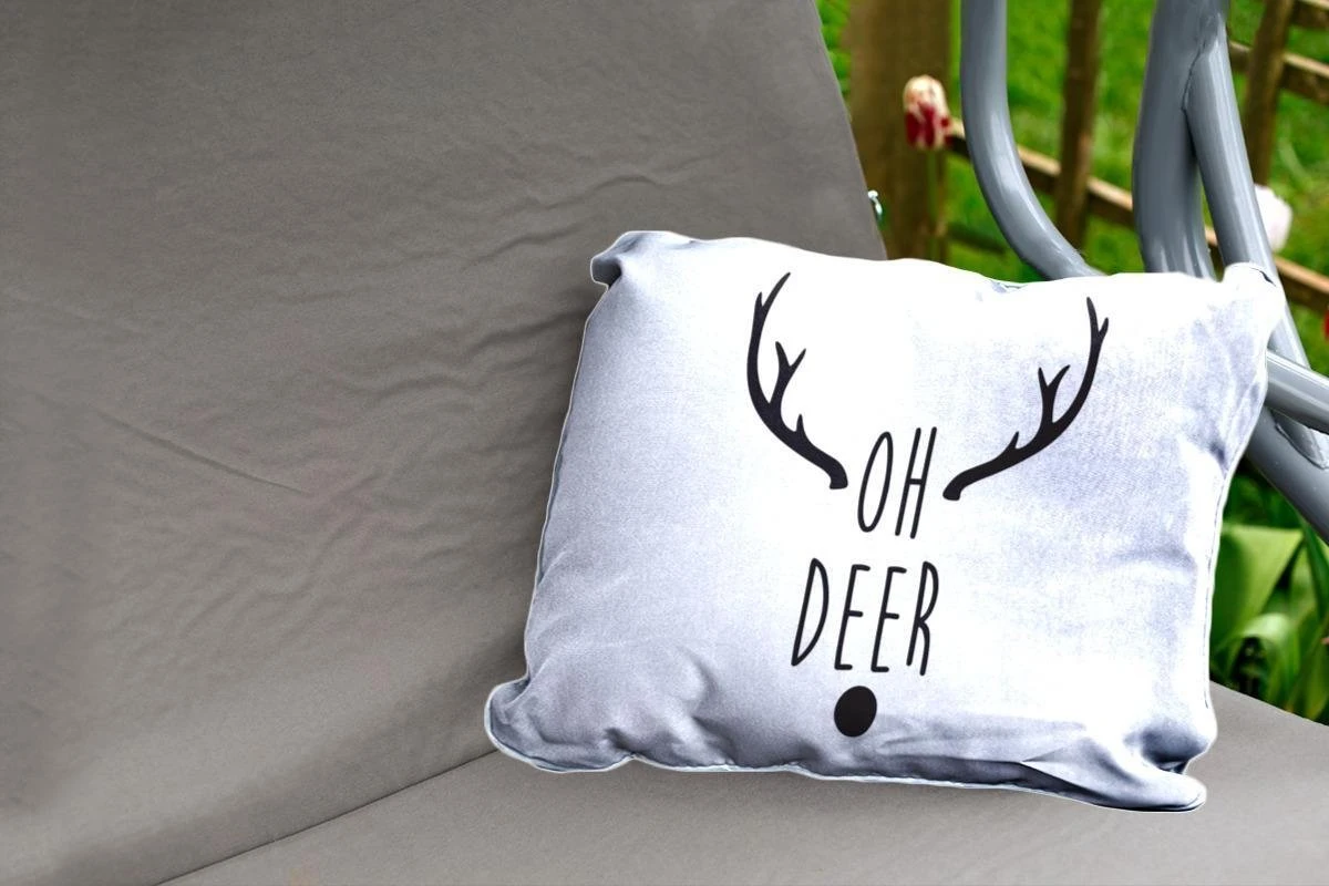 Coussins D'extérieur - Jardin - Citation De Noël Oh Cerf Sur Fond Blanc - 60x40 Cm 4 Coussins D'extérieur - Jardin - Citation De Noël Oh Cerf Sur Fond Blanc - 60x40 Cm – Image 2
