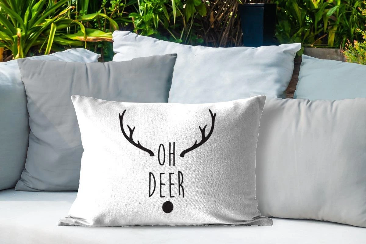 Coussins D'extérieur - Jardin - Citation De Noël Oh Cerf Sur Fond Blanc - 60x40 Cm 6 Coussins D'extérieur - Jardin - Citation De Noël Oh Cerf Sur Fond Blanc - 60x40 Cm – Image 4