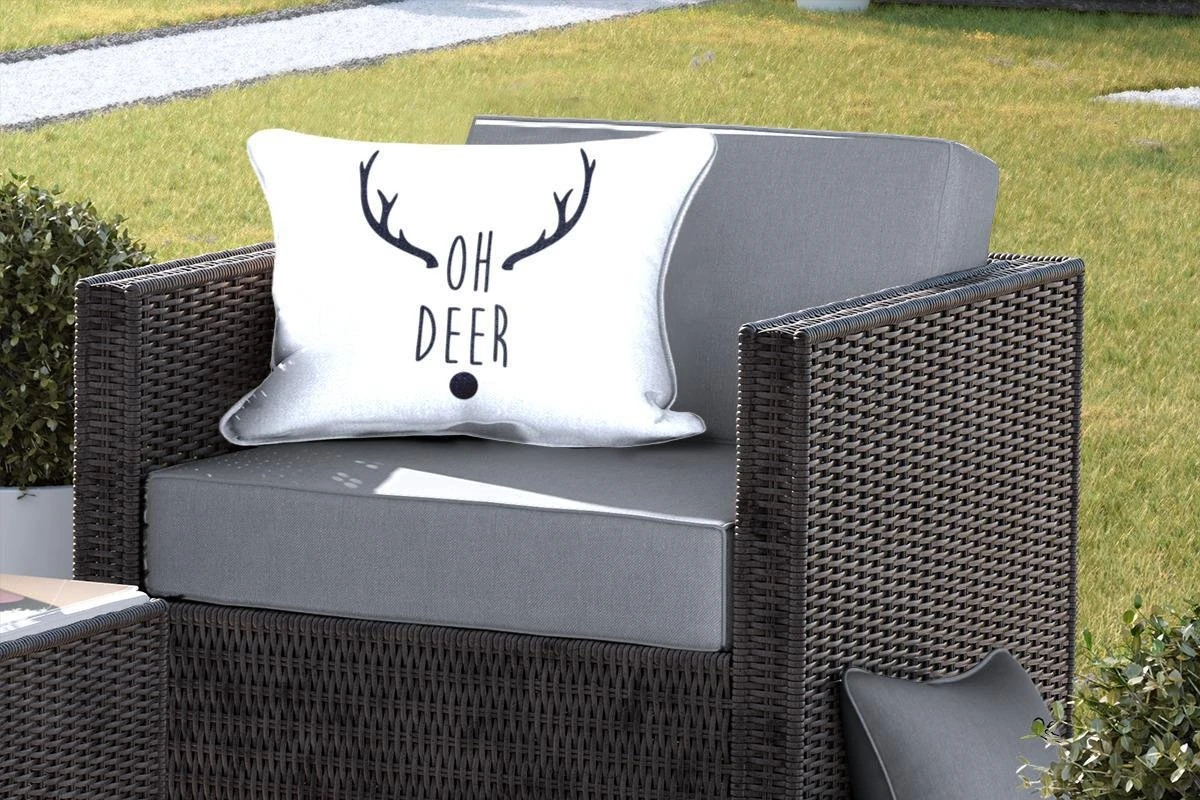 Coussins D'extérieur - Jardin - Citation De Noël Oh Cerf Sur Fond Blanc - 60x40 Cm 7 Coussins D'extérieur - Jardin - Citation De Noël Oh Cerf Sur Fond Blanc - 60x40 Cm – Image 5