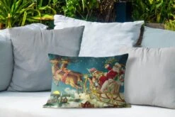 Coussins D'extérieur - Jardin - Père Noël Vintage Avec Traîneau Volant - 50x30 Cm -Jingle Bells Boutique 1200x800 1168