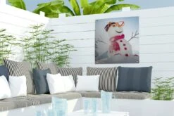 Posters De Posters De Jardin Un Bonhomme De Neige Avec Le Soleil Derrière Lui Crée Une Ambiance De Noël - 50x50 Cm - Toile Jardin - Poster Extérieur -Jingle Bells Boutique 1200x800 1200