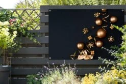 Décorations De Noël Dorées Sur Fond Noir Affiche De Jardin Toile En Vrac 180x120 Cm - Toile De Jardin / Toile D'extérieur / Peintures D'extérieur (décoration De Jardin) XXL / Groot Format! -Jingle Bells Boutique 1200x800 1245