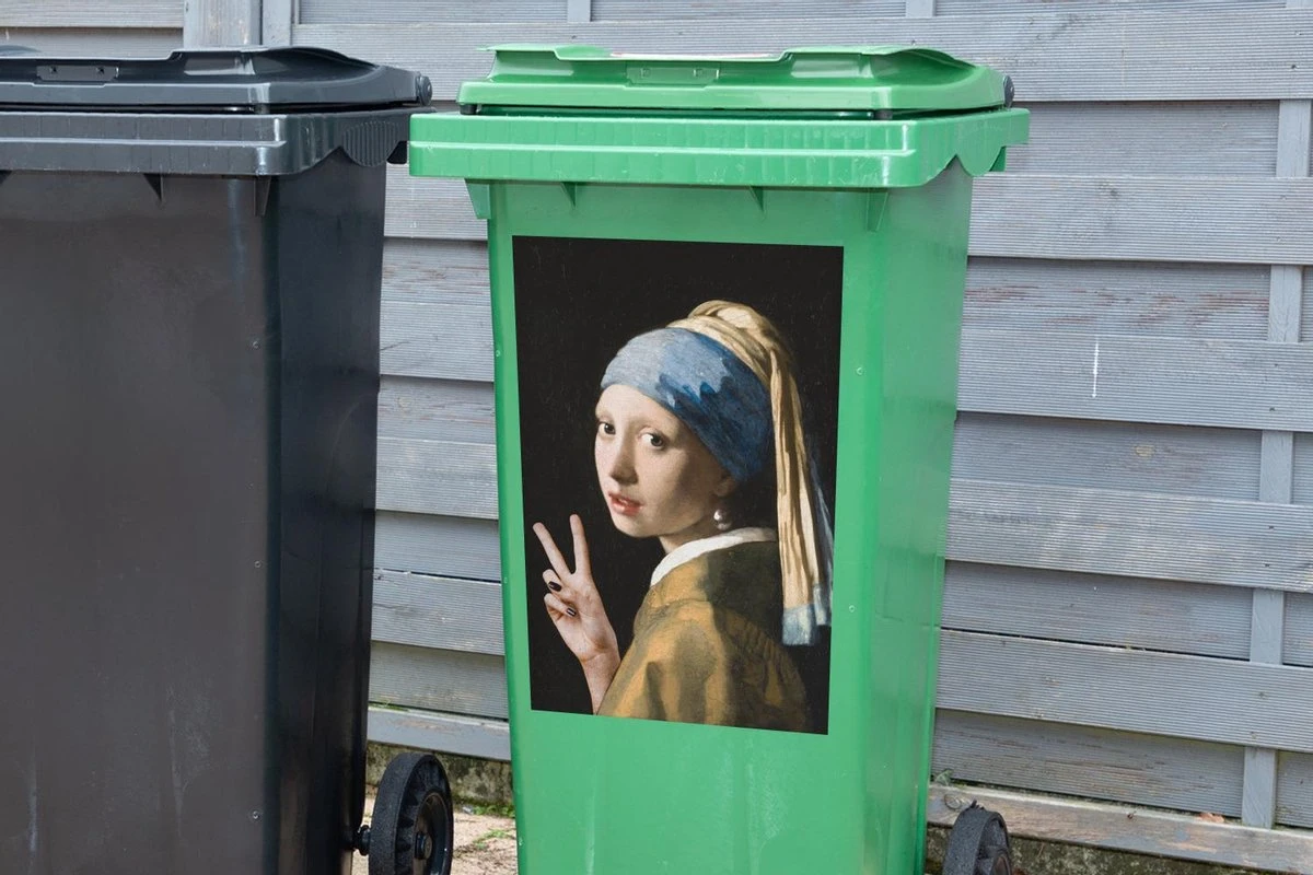 Autocollant De Conteneur Vieux MaîtresIllustrations De Noël - Fille Avec Une Boucle D'oreille De Perle Par Le Vieux Maître Johannes Vermeer Donne Le Signe De La Paix 6 Autocollant De Conteneur Vieux MaîtresIllustrations De Noël - Fille Avec Une Boucle D'oreille De Perle Par Le Vieux Maître Johannes Vermeer Donne Le Signe De La Paix – Image 4