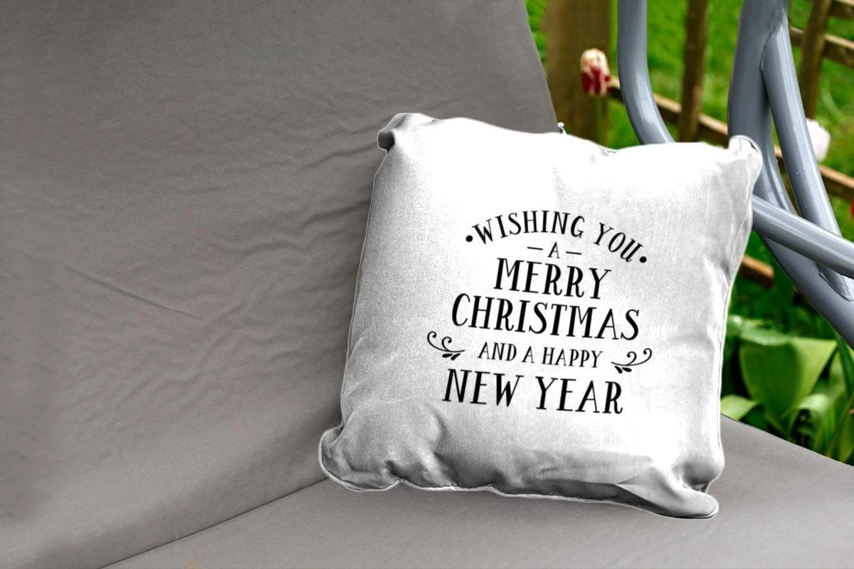 Coussins D'extérieur - Jardin - Citation De Noël Je Vous Souhaite Un Joyeux Noël Avec Un Fond Blanc - 45x45 Cm 4 Coussins D'extérieur - Jardin - Citation De Noël Je Vous Souhaite Un Joyeux Noël Avec Un Fond Blanc - 45x45 Cm – Image 2