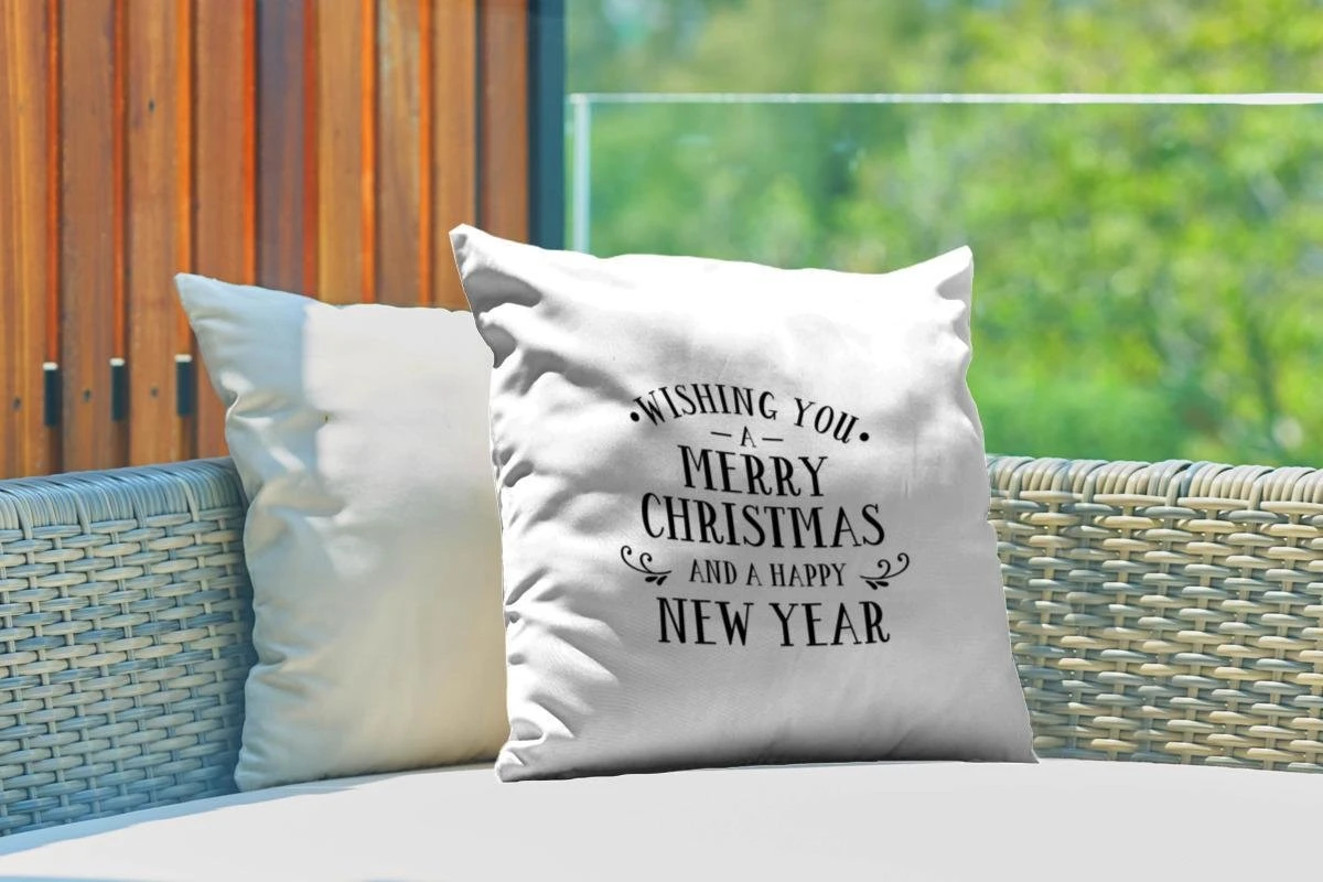 Coussins D'extérieur - Jardin - Citation De Noël Je Vous Souhaite Un Joyeux Noël Avec Un Fond Blanc - 45x45 Cm 5 Coussins D'extérieur - Jardin - Citation De Noël Je Vous Souhaite Un Joyeux Noël Avec Un Fond Blanc - 45x45 Cm – Image 3