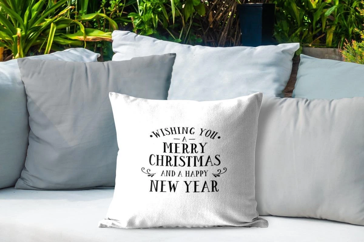 Coussins D'extérieur - Jardin - Citation De Noël Je Vous Souhaite Un Joyeux Noël Avec Un Fond Blanc - 45x45 Cm 6 Coussins D'extérieur - Jardin - Citation De Noël Je Vous Souhaite Un Joyeux Noël Avec Un Fond Blanc - 45x45 Cm – Image 4
