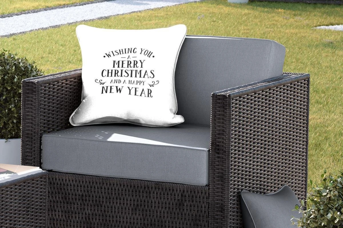 Coussins D'extérieur - Jardin - Citation De Noël Je Vous Souhaite Un Joyeux Noël Avec Un Fond Blanc - 45x45 Cm 7 Coussins D'extérieur - Jardin - Citation De Noël Je Vous Souhaite Un Joyeux Noël Avec Un Fond Blanc - 45x45 Cm – Image 5