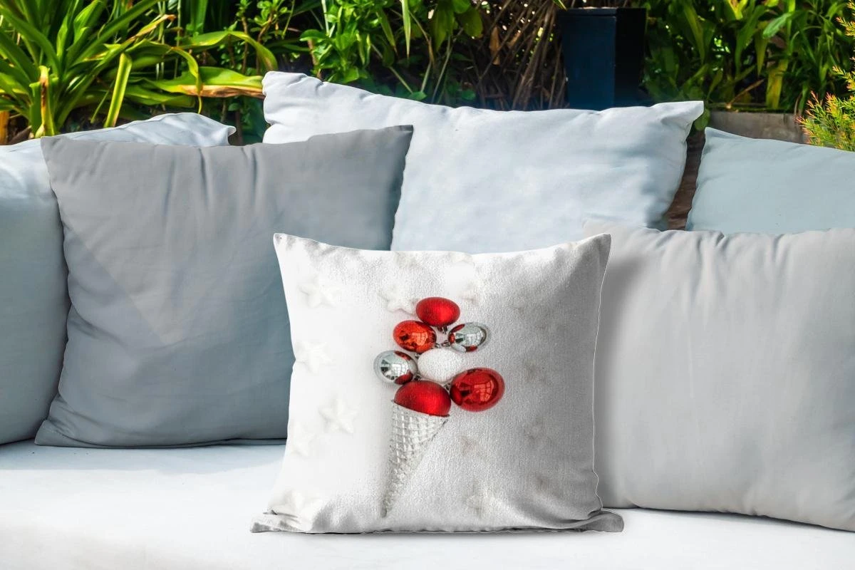 Coussins D'extérieur - Jardin - Les Boules De Sapin De Noël En Forme De Glace - 40x40 Cm 6 Coussins D'extérieur - Jardin - Les Boules De Sapin De Noël En Forme De Glace - 40x40 Cm – Image 4