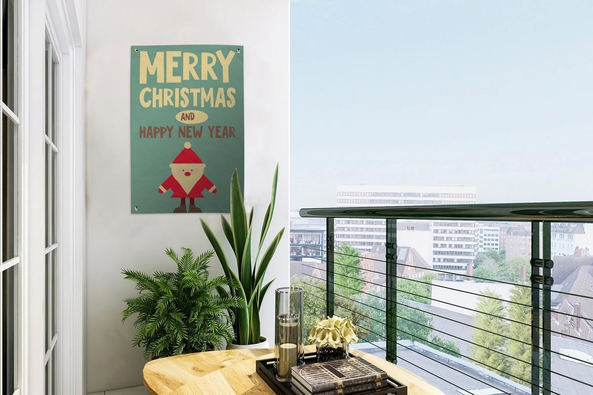 Illustration Du Père Noël Avec La Citation Joyeux Noël Et Happy Année 40x60 Cm 4 Illustration Du Père Noël Avec La Citation Joyeux Noël Et Happy Année 40x60 Cm – Image 2