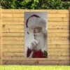 Affiche De Clôture Père Noël Avec Le Doigt Sur La Bouche - 100x200 Cm - Toile De Jardin