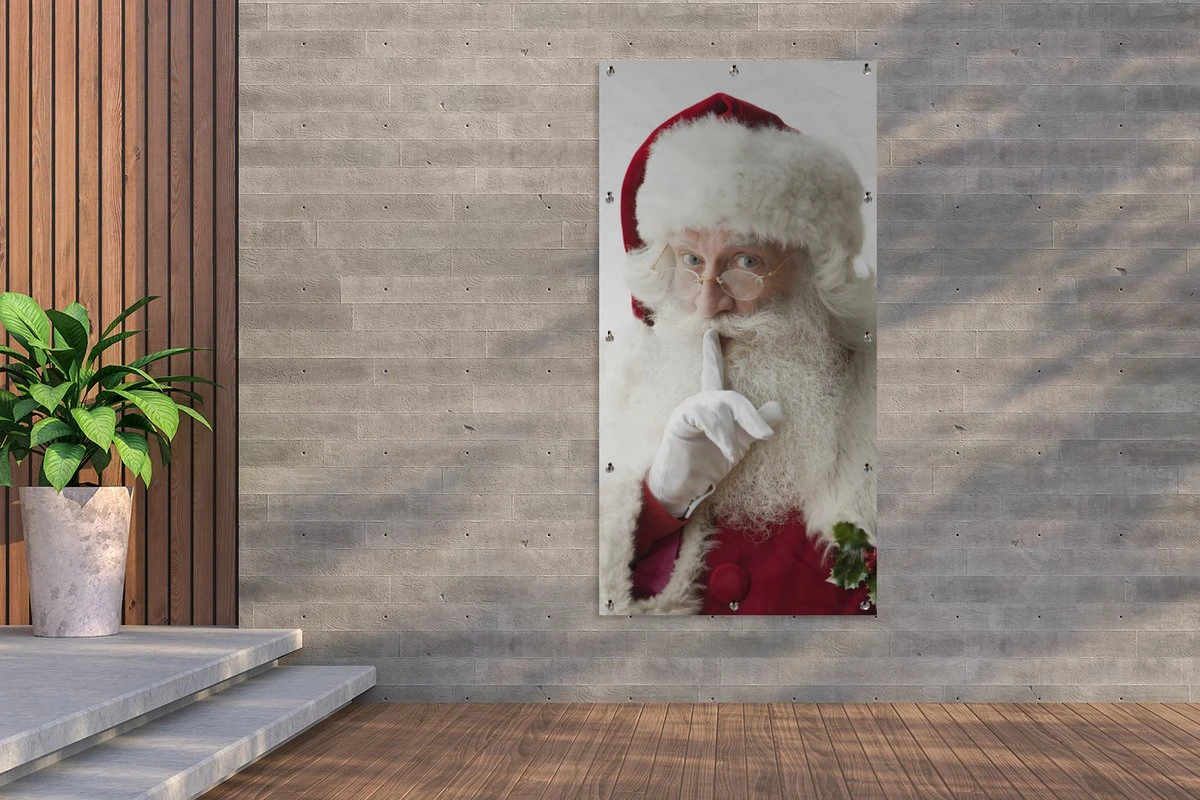 Affiche De Clôture Père Noël Avec Le Doigt Sur La Bouche - 100x200 Cm - Toile De Jardin 4 Affiche De Clôture Père Noël Avec Le Doigt Sur La Bouche - 100x200 Cm - Toile De Jardin – Image 2