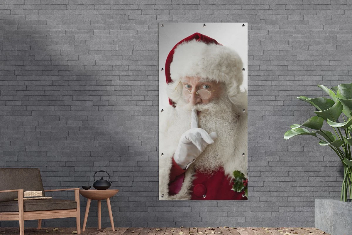 Affiche De Clôture Père Noël Avec Le Doigt Sur La Bouche - 100x200 Cm - Toile De Jardin 7 Affiche De Clôture Père Noël Avec Le Doigt Sur La Bouche - 100x200 Cm - Toile De Jardin – Image 5