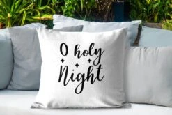 Coussins D'extérieur - Jardin - Citation De Noël O Nuit Sainte Sur Fond Blanc - 60x60 Cm -Jingle Bells Boutique 1200x800 1394