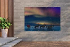 Décoration Murale Aurores Boréales - Père Noël - Traîneau - Orignal - 180x120 Cm - Affiche Jardin -Jingle Bells Boutique 1200x800 1428