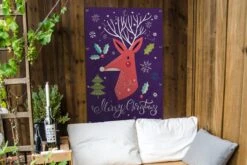 Illustration De Noël D'un Renne Orange Avec La Citation Affiche De Jardin Joyeux Noël En Vrac 80x120 Cm - Toile De Jardin / Toile D'extérieur / Peintures Pour L'extérieur (décoration De Jardin) -Jingle Bells Boutique 1200x800 1483