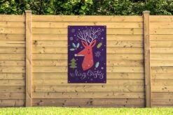 Illustration De Noël D'un Renne Orange Avec La Citation Affiche De Jardin Joyeux Noël En Vrac 80x120 Cm - Toile De Jardin / Toile D'extérieur / Peintures Pour L'extérieur (décoration De Jardin) -Jingle Bells Boutique 1200x800 1484