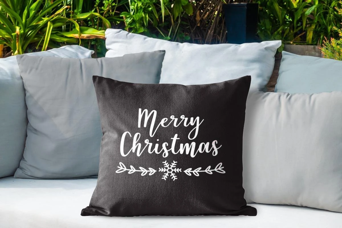 Coussins D'extérieur - Jardin - Citation De Noël Joyeux Noël Sur Fond Noir - 50x50 Cm 6 Coussins D'extérieur - Jardin - Citation De Noël Joyeux Noël Sur Fond Noir - 50x50 Cm – Image 4