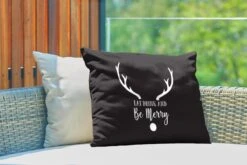 Coussins D'extérieur - Jardin - Citation Mangez, Buvez Et Soyez Joyeux Noël Décoration Murale Noir - 60x40 Cm -Jingle Bells Boutique 1200x800 1552